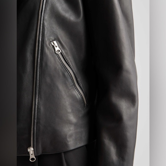 NWT! Quince | 100% Washed Leather Biker Jacket | Black | Small - Picture 3 of 10